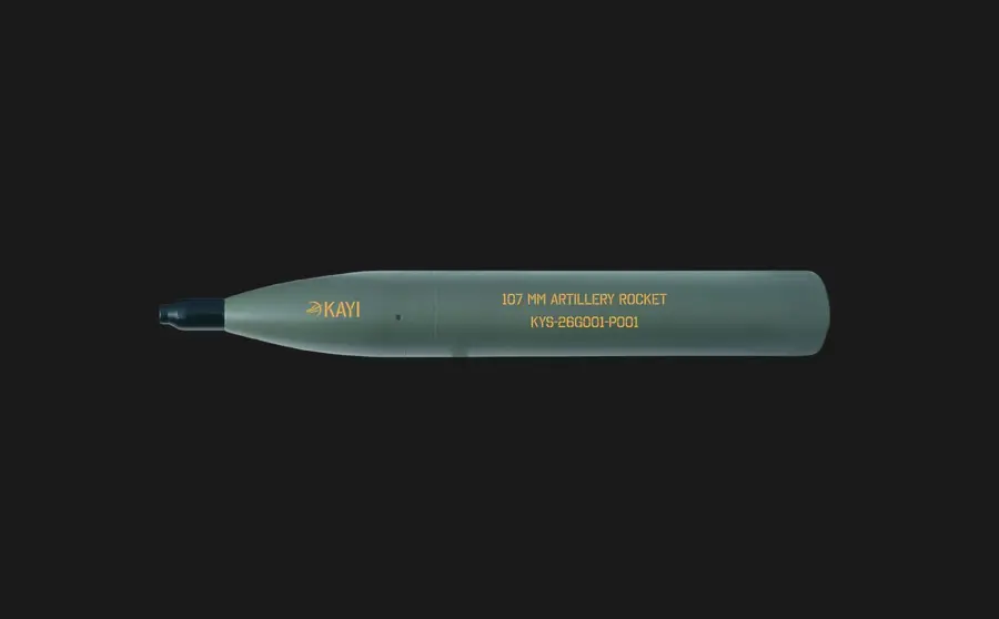 107 mm topçu roketi, yandan görünüm