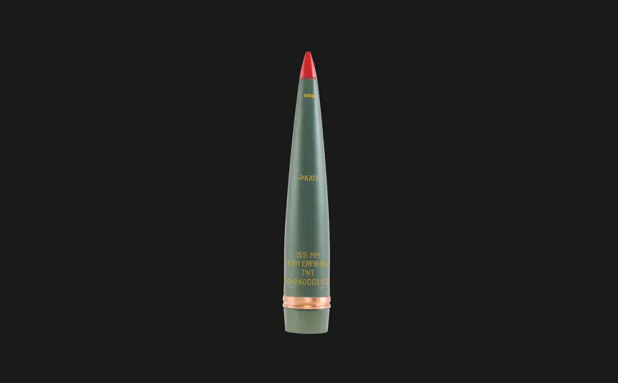 155 mm ERFB-BB HE topçu mühimmatı, yandan görünüm
