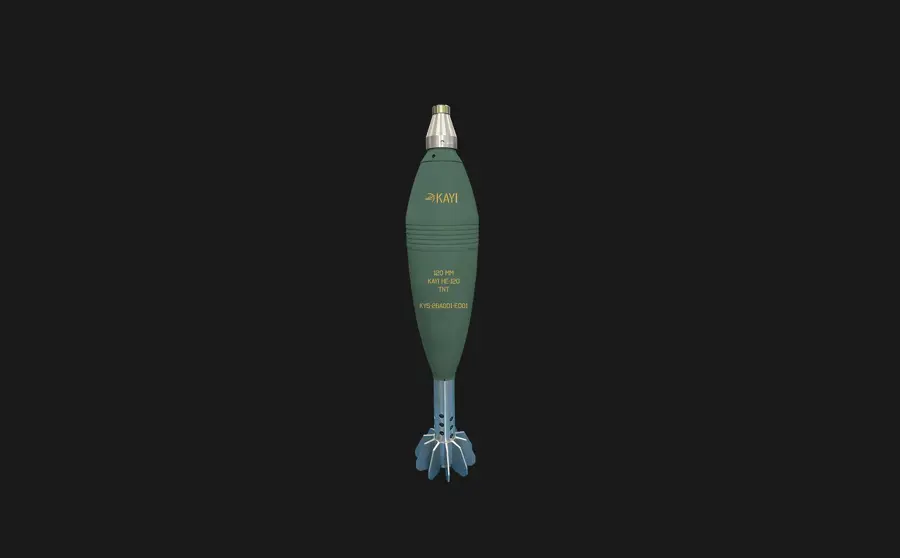 KYS-120/SB HE havan mühimmatı, yandan görünüm