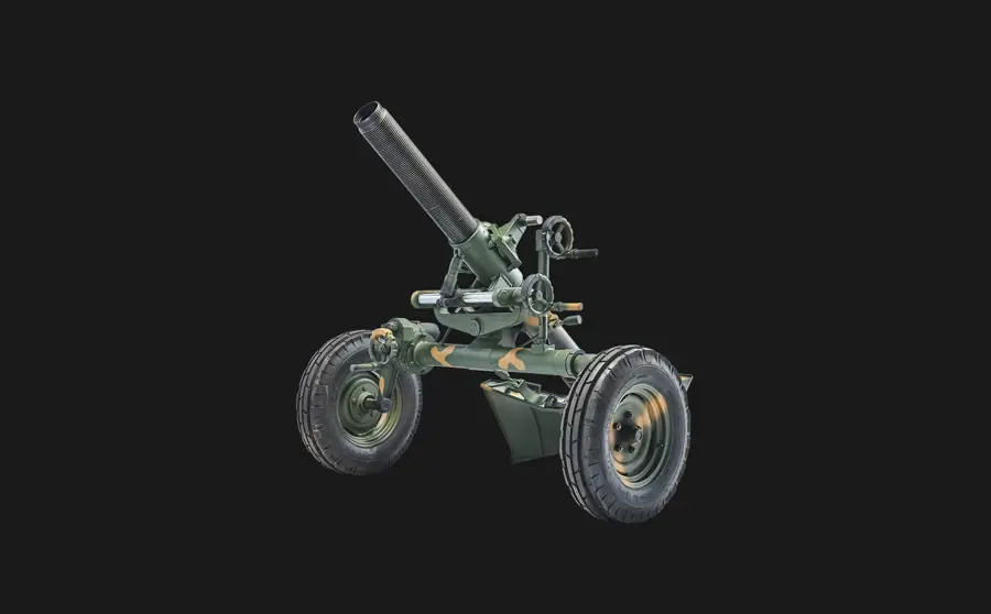 120 mm KYS-M120 havan, tekerlek tarafından çapraz görünüm